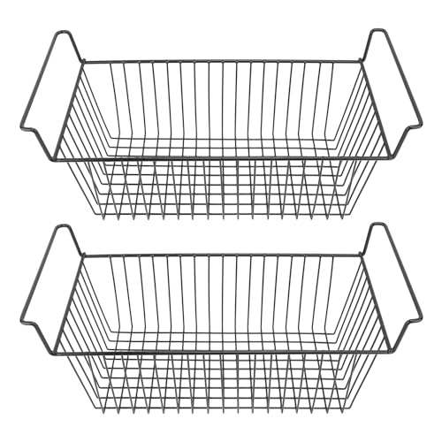 Ndnczdhc 2pcs Brust Gefrierschrank Organizer -Mülleimer, stapelbarer Metalldraht Tiefe Gefrierkorb für Sortierkorb für Sortierkorb und Fleisch (L49.5 cm x W29cm x H27cm (9 cm Griff)) von NDNCZDHC