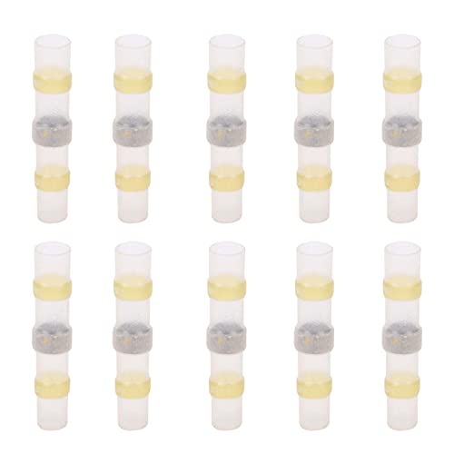 Ndnczdhc Lötdichtung Drahtanschlüsse Kit, 50pcs Wärmeschrinkanterminals, 10 mm isolierte Drahtspleißanschlüsse für industrielle Elektrikum (Gelb) von NDNCZDHC