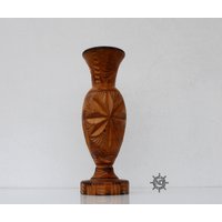 Vintage Holzvase/Holzgeschnitzte Vase Luftpflanzenhalter Indien Geschnitztes Holz Boho-Dekor Blume von NDVintageStore