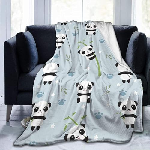 Decke Blauer Panda Kuscheldecke Flauschig als Geschenke für Frauen Männer Extra Weich Warm Decke als Sofaüberwurf Tagesdecke oder Wohnzimmerdecke - 140 x 200 cm von NDXRWDZR