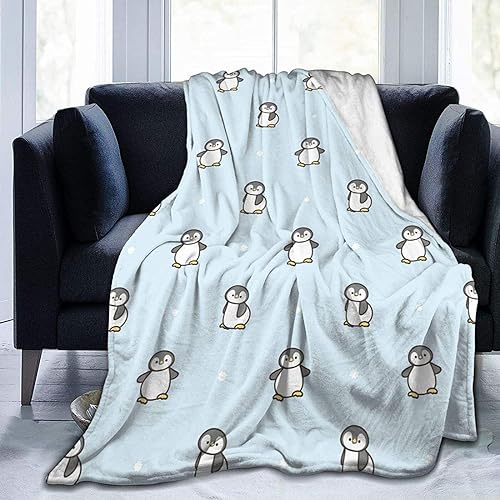 Decke Blauer Pinguin Kuscheldecke Flauschig als Geschenke für Frauen Männer Extra Weich Warm Decke als Sofaüberwurf Tagesdecke oder Wohnzimmerdecke - 140 x 200 cm von NDXRWDZR