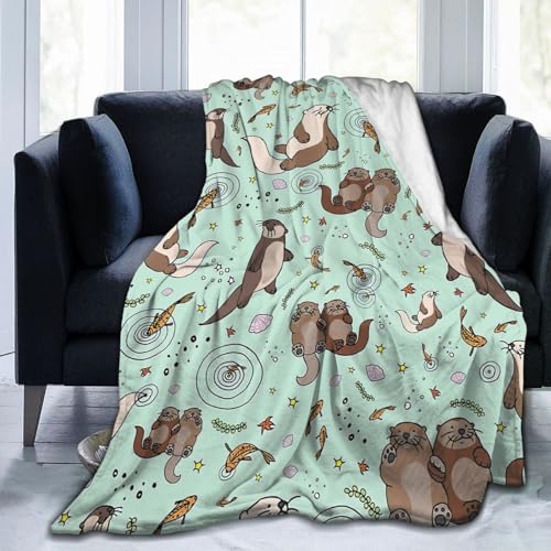 Kuscheldecke Flauschig Blauer Otter Kuscheldecke als Geschenke für Frauen Männer Extra Weich Warm Decke als Sofaüberwurf Tagesdecke oder Wohnzimmerdecke - 160 x 200 cm von NDXRWDZR