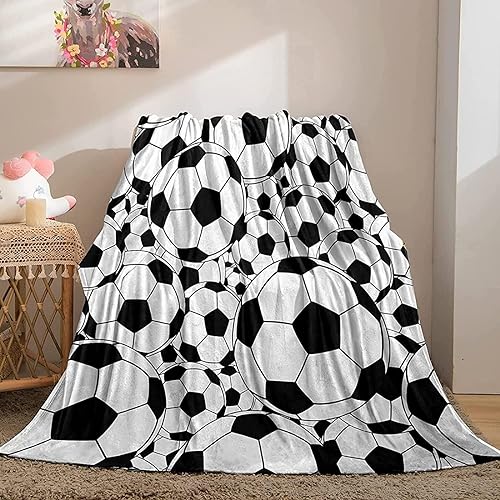 Kuscheldecke Flauschig Grauer FußBall Kuscheldecke als Geschenke für Frauen Männer Extra Weich Warm Decke als Sofaüberwurf Tagesdecke oder Wohnzimmerdecke - 160 x 200 cm von NDXRWDZR