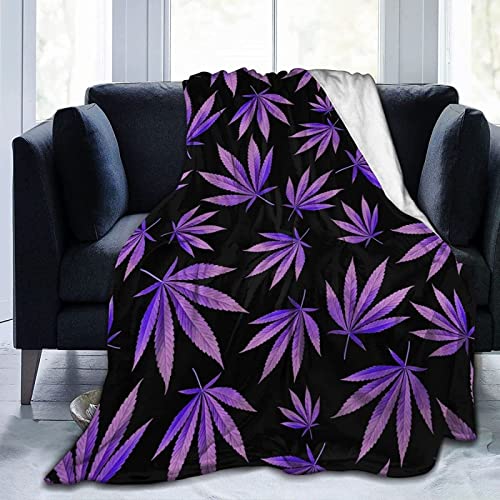 Kuscheldecke Lila HanfbläTter Kuscheldecke Flauschig als Geschenke für Frauen Männer Extra Weich Warm Decke als Sofaüberwurf Tagesdecke oder Wohnzimmerdecke - 220 x 240 cm von NDXRWDZR