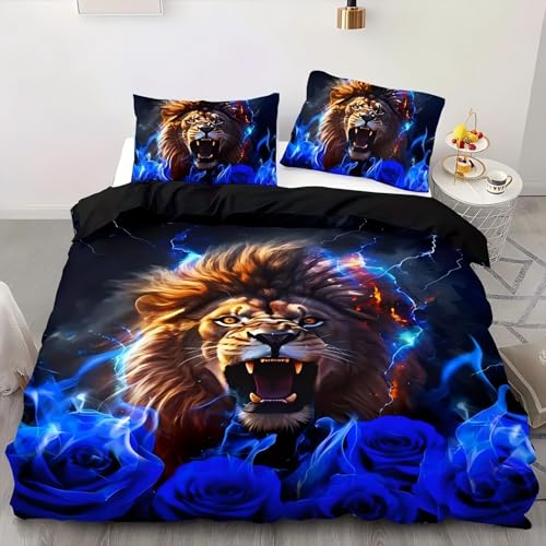 NDXRWDZR Bettwäsche 135x200 Blauer LöWe Bettwäsche-Set mit Reißverschluss Schließung für Kinder Weicher Atmungsaktive Mikrofaser Bettbezug + 2 Kopfkissenbezug 80x80 cm NDXRWDZR Bettwäsche 135x200 Blauer LöWe Bettwäsche-Set mit Reißverschluss Schließung für Kinder Weicher Atmungsaktive Mikrofaser Bettbezug + 2 Kopfkissenbezug 80x80 cm von NDXRWDZR