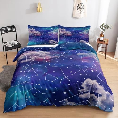 NDXRWDZR Bettwäsche 135x200 Blaues Wolkensternbild Bettwäsche-Set mit Reißverschluss Schließung für Kinder Weicher Atmungsaktive Mikrofaser Bettbezug + 2 Kopfkissenbezug 80x80 cm NDXRWDZR Bettwäsche 135x200 Blaues Wolkensternbild Bettwäsche-Set mit Reißverschluss Schließung für Kinder Weicher Atmungsaktive Mikrofaser Bettbezug + 2 Kopfkissenbezug 80x80 cm von NDXRWDZR