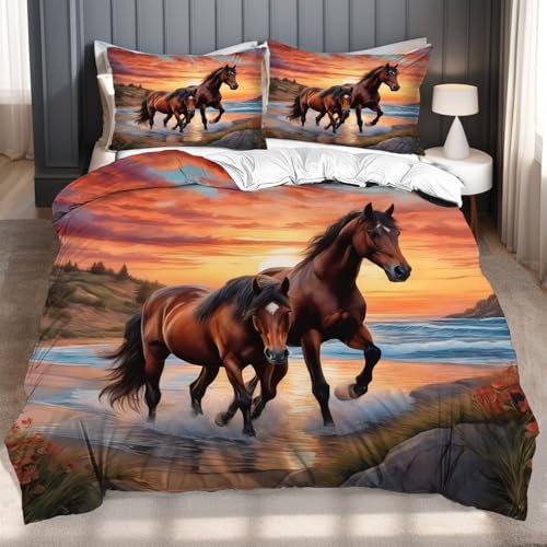NDXRWDZR Bettwäsche 135x200 Braunes Pferd Bettwäsche-Set mit Reißverschluss Schließung für Kinder Weicher Atmungsaktive Mikrofaser Bettbezug + 2 Kopfkissenbezug 80x80 cm NDXRWDZR Bettwäsche 135x200 Braunes Pferd Bettwäsche-Set mit Reißverschluss Schließung für Kinder Weicher Atmungsaktive Mikrofaser Bettbezug + 2 Kopfkissenbezug 80x80 cm von NDXRWDZR