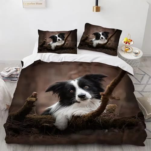 NDXRWDZR Bettwäsche 135x200 Grauer Border Collie Bettwäsche-Set mit Reißverschluss Schließung für Kinder Weicher Atmungsaktive Mikrofaser Bettbezug + 2 Kopfkissenbezug 80x80 cm NDXRWDZR Bettwäsche 135x200 Grauer Border Collie Bettwäsche-Set mit Reißverschluss Schließung für Kinder Weicher Atmungsaktive Mikrofaser Bettbezug + 2 Kopfkissenbezug 80x80 cm von NDXRWDZR