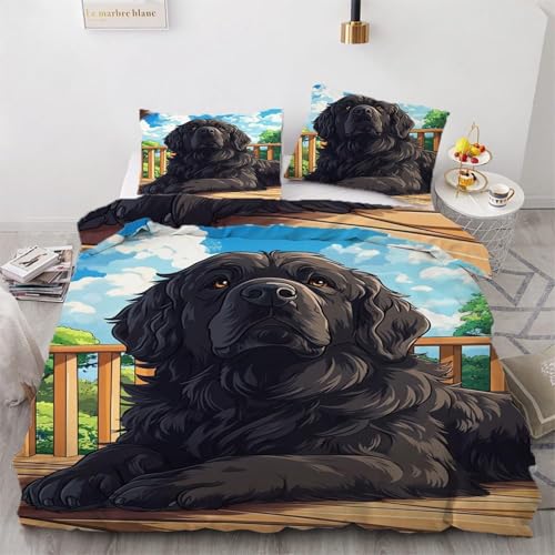 NDXRWDZR Bettwäsche 135x200 Schwarzer NeufundläNder Bettwäsche-Set mit Reißverschluss Schließung für Kinder Weicher Atmungsaktive Mikrofaser Bettbezug + 2 Kopfkissenbezug 80x80 cm NDXRWDZR Bettwäsche 135x200 Schwarzer NeufundläNder Bettwäsche-Set mit Reißverschluss Schließung für Kinder Weicher Atmungsaktive Mikrofaser Bettbezug + 2 Kopfkissenbezug 80x80 cm von NDXRWDZR