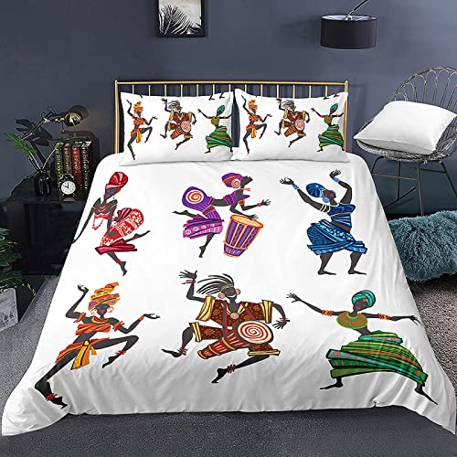 NDXRWDZR Bettwäsche 135x200 WeißE Afrikanische Frau Bettwäsche-Set mit Reißverschluss Schließung Bettbezug für Kinder Mädchen Weicher Atmungsaktive Mikrofaser Bettwäsche + 2 Kopfkissenbezug 80x80 cm von NDXRWDZR
