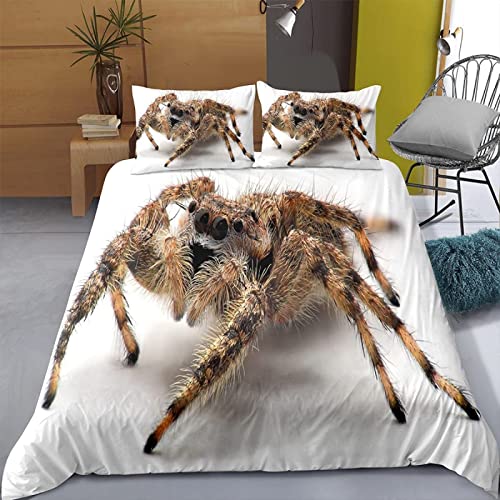 NDXRWDZR Bettwäsche 135x200 WeißE Spinne Bettwäsche-Set mit Reißverschluss Schließung für Kinder Weicher Atmungsaktive Mikrofaser Bettbezug + 2 Kopfkissenbezug 80x80 cm von NDXRWDZR