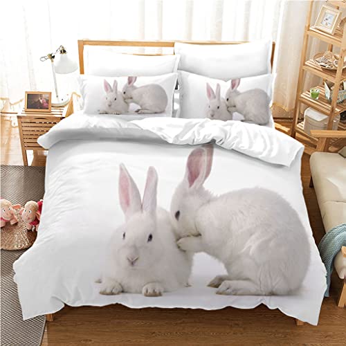 NDXRWDZR Bettwäsche 135x200 WeißEr Hase Bettwäsche-Set mit Reißverschluss Schließung für Kinder Weicher Atmungsaktive Mikrofaser Bettbezug + 2 Kopfkissenbezug 80x80 cm NDXRWDZR Bettwäsche 135x200 WeißEr Hase Bettwäsche-Set mit Reißverschluss Schließung für Kinder Weicher Atmungsaktive Mikrofaser Bettbezug + 2 Kopfkissenbezug 80x80 cm von NDXRWDZR