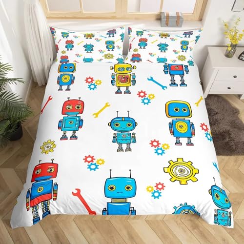 NDXRWDZR Bettwäsche 135x200 WeißEr Roboter Bettwäsche-Set mit Reißverschluss Schließung für Kinder Weicher Atmungsaktive Mikrofaser Bettbezug + 2 Kopfkissenbezug 80x80 cm NDXRWDZR Bettwäsche 135x200 WeißEr Roboter Bettwäsche-Set mit Reißverschluss Schließung für Kinder Weicher Atmungsaktive Mikrofaser Bettbezug + 2 Kopfkissenbezug 80x80 cm von NDXRWDZR