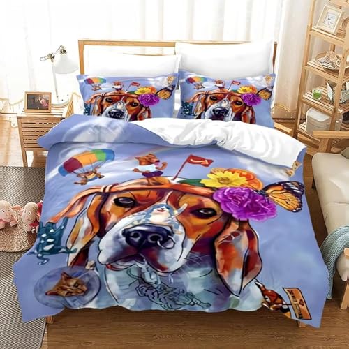 NDXRWDZR Bettwäsche 155x220 Beagle Bettwäsche-Set mit Reißverschluss Schließung für Kinder Weicher Atmungsaktive Mikrofaser Bettbezug + 2 Kopfkissenbezug 80x80 cm NDXRWDZR Bettwäsche 155x220 Beagle Bettwäsche-Set mit Reißverschluss Schließung für Kinder Weicher Atmungsaktive Mikrofaser Bettbezug + 2 Kopfkissenbezug 80x80 cm von NDXRWDZR