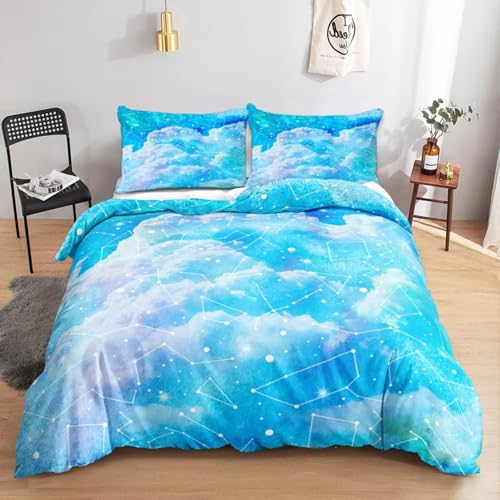 NDXRWDZR Bettwäsche 155x220 Blaues Wolkensternbild Bettwäsche-Set mit Reißverschluss Schließung für Kinder Weicher Atmungsaktive Mikrofaser Bettbezug + 2 Kopfkissenbezug 80x80 cm NDXRWDZR Bettwäsche 155x220 Blaues Wolkensternbild Bettwäsche-Set mit Reißverschluss Schließung für Kinder Weicher Atmungsaktive Mikrofaser Bettbezug + 2 Kopfkissenbezug 80x80 cm von NDXRWDZR