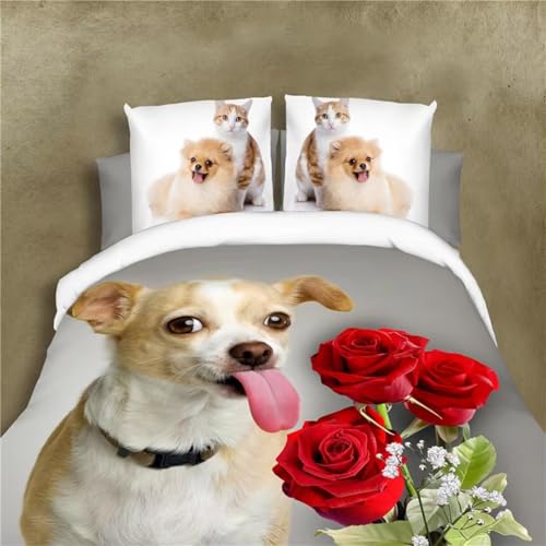 NDXRWDZR Bettwäsche 155x220 Chihuahua Bettwäsche-Set mit Reißverschluss Schließung für Kinder Weicher Atmungsaktive Mikrofaser Bettbezug + 2 Kopfkissenbezug 80x80 cm NDXRWDZR Bettwäsche 155x220 Chihuahua Bettwäsche-Set mit Reißverschluss Schließung für Kinder Weicher Atmungsaktive Mikrofaser Bettbezug + 2 Kopfkissenbezug 80x80 cm von NDXRWDZR