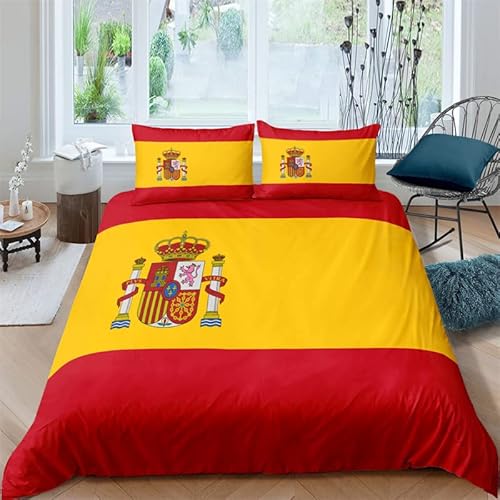NDXRWDZR Bettwäsche 155x220 Gelbe Spanische Flagge Bettwäsche-Set mit Reißverschluss Schließung für Kinder Weicher Atmungsaktive Mikrofaser Bettbezug + 2 Kopfkissenbezug 80x80 cm von NDXRWDZR