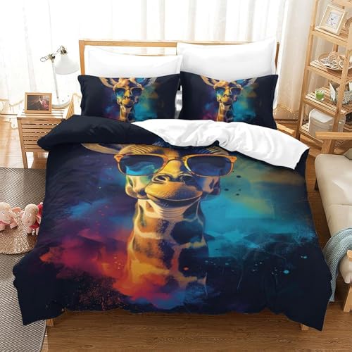 NDXRWDZR Bettwäsche 155x220 Giraffe Bettwäsche-Set mit Reißverschluss Schließung für Kinder Weicher Atmungsaktive Mikrofaser Bettbezug + 2 Kopfkissenbezug 80x80 cm NDXRWDZR Bettwäsche 155x220 Giraffe Bettwäsche-Set mit Reißverschluss Schließung für Kinder Weicher Atmungsaktive Mikrofaser Bettbezug + 2 Kopfkissenbezug 80x80 cm von NDXRWDZR