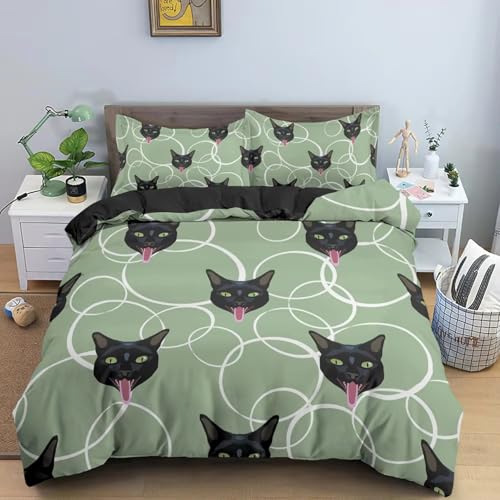 NDXRWDZR Bettwäsche 155x220 GrüNer Hund Bettwäsche-Set mit Reißverschluss Schließung für Kinder Weicher Atmungsaktive Mikrofaser Bettbezug + 2 Kopfkissenbezug 80x80 cm von NDXRWDZR