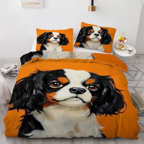 NDXRWDZR Bettwäsche 155x220 King Charles Spaniel Bettwäsche-Set mit Reißverschluss Schließung für Kinder Weicher Atmungsaktive Mikrofaser Bettbezug + 2 Kopfkissenbezug 80x80 cm NDXRWDZR Bettwäsche 155x220 King Charles Spaniel Bettwäsche-Set mit Reißverschluss Schließung für Kinder Weicher Atmungsaktive Mikrofaser Bettbezug + 2 Kopfkissenbezug 80x80 cm von NDXRWDZR