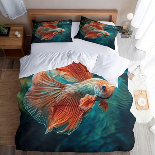 NDXRWDZR Bettwäsche 155x220 Roter Kampffisch Bettwäsche-Set mit Reißverschluss Schließung für Kinder Weicher Atmungsaktive Mikrofaser Bettbezug + 2 Kopfkissenbezug 80x80 cm NDXRWDZR Bettwäsche 155x220 Roter Kampffisch Bettwäsche-Set mit Reißverschluss Schließung für Kinder Weicher Atmungsaktive Mikrofaser Bettbezug + 2 Kopfkissenbezug 80x80 cm von NDXRWDZR