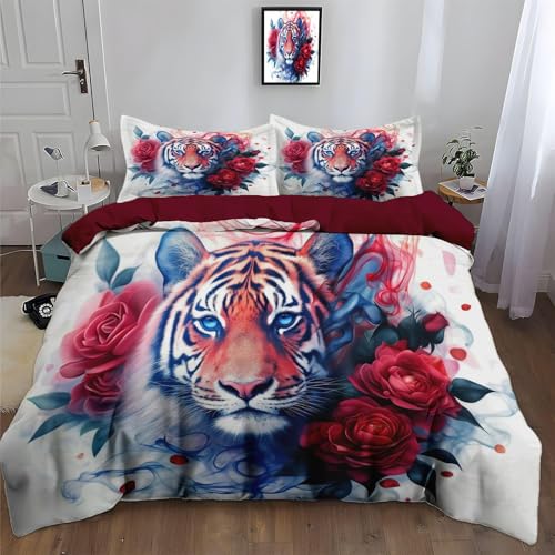 NDXRWDZR Bettwäsche 155x220 Tiger Bettwäsche-Set mit Reißverschluss Schließung für Kinder Weicher Atmungsaktive Mikrofaser Bettbezug + 2 Kopfkissenbezug 80x80 cm NDXRWDZR Bettwäsche 155x220 Tiger Bettwäsche-Set mit Reißverschluss Schließung für Kinder Weicher Atmungsaktive Mikrofaser Bettbezug + 2 Kopfkissenbezug 80x80 cm von NDXRWDZR