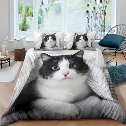 NDXRWDZR Bettwäsche 155x220 WeißE Katze Bettwäsche-Set mit Reißverschluss Schließung für Kinder Weicher Atmungsaktive Mikrofaser Bettbezug + 2 Kopfkissenbezug 80x80 cm NDXRWDZR Bettwäsche 155x220 WeißE Katze Bettwäsche-Set mit Reißverschluss Schließung für Kinder Weicher Atmungsaktive Mikrofaser Bettbezug + 2 Kopfkissenbezug 80x80 cm von NDXRWDZR