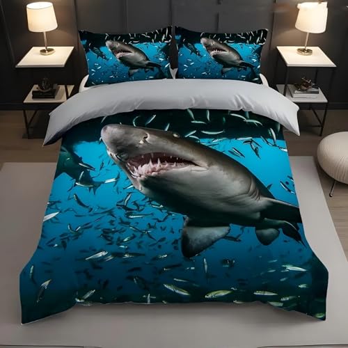 NDXRWDZR Bettwäsche 200x220 Blauer Hai Bettwäsche-Set mit Reißverschluss Schließung für Erwachsene Kinder Weicher Atmungsaktive Mikrofaser Bettbezug + 2 Kopfkissenbezug 80x80 cm NDXRWDZR Bettwäsche 200x220 Blauer Hai Bettwäsche-Set mit Reißverschluss Schließung für Erwachsene Kinder Weicher Atmungsaktive Mikrofaser Bettbezug + 2 Kopfkissenbezug 80x80 cm von NDXRWDZR