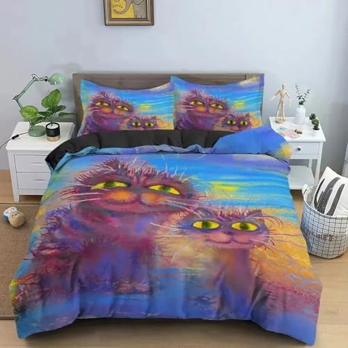 NDXRWDZR Bettwäsche 200x220 Blaues Aquarell Katze Bettwäsche-Set mit Reißverschluss Schließung für Erwachsene Kinder Weicher Atmungsaktive Mikrofaser Bettbezug + 2 Kopfkissenbezug 80x80 cm NDXRWDZR Bettwäsche 200x220 Blaues Aquarell Katze Bettwäsche-Set mit Reißverschluss Schließung für Erwachsene Kinder Weicher Atmungsaktive Mikrofaser Bettbezug + 2 Kopfkissenbezug 80x80 cm von NDXRWDZR