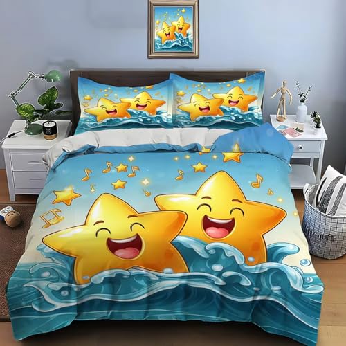 NDXRWDZR Bettwäsche 200x220 Cartoon-Sterne Bettwäsche-Set mit Reißverschluss Schließung für Erwachsene Kinder Weicher Atmungsaktive Mikrofaser Bettbezug + 2 Kopfkissenbezug 80x80 cm NDXRWDZR Bettwäsche 200x220 Cartoon-Sterne Bettwäsche-Set mit Reißverschluss Schließung für Erwachsene Kinder Weicher Atmungsaktive Mikrofaser Bettbezug + 2 Kopfkissenbezug 80x80 cm von NDXRWDZR