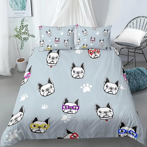 NDXRWDZR Bettwäsche 200x220 Graue FranzöSische Bulldogge Bettwäsche-Set mit Reißverschluss Schließung für Erwachsene Kinder Weicher Atmungsaktive Mikrofaser Bettbezug + 2 Kopfkissenbezug 80x80 cm NDXRWDZR Bettwäsche 200x220 Graue FranzöSische Bulldogge Bettwäsche-Set mit Reißverschluss Schließung für Erwachsene Kinder Weicher Atmungsaktive Mikrofaser Bettbezug + 2 Kopfkissenbezug 80x80 cm von NDXRWDZR