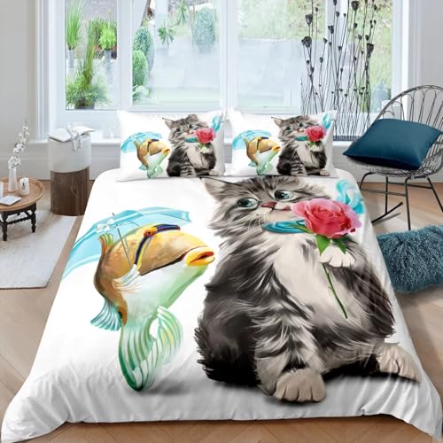 NDXRWDZR Bettwäsche 200x220 SüßE Katze Bettwäsche-Set mit Reißverschluss Schließung für Erwachsene Kinder Weicher Atmungsaktive Mikrofaser Bettbezug + 2 Kopfkissenbezug 80x80 cm NDXRWDZR Bettwäsche 200x220 SüßE Katze Bettwäsche-Set mit Reißverschluss Schließung für Erwachsene Kinder Weicher Atmungsaktive Mikrofaser Bettbezug + 2 Kopfkissenbezug 80x80 cm von NDXRWDZR