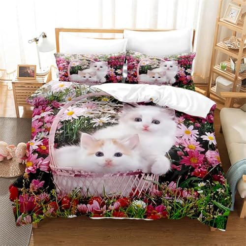 NDXRWDZR Bettwäsche 200x220 SüßE Katze Bettwäsche-Set mit Reißverschluss Schließung für Erwachsene Kinder Weicher Atmungsaktive Mikrofaser Bettbezug + 2 Kopfkissenbezug 80x80 cm NDXRWDZR Bettwäsche 200x220 SüßE Katze Bettwäsche-Set mit Reißverschluss Schließung für Erwachsene Kinder Weicher Atmungsaktive Mikrofaser Bettbezug + 2 Kopfkissenbezug 80x80 cm von NDXRWDZR