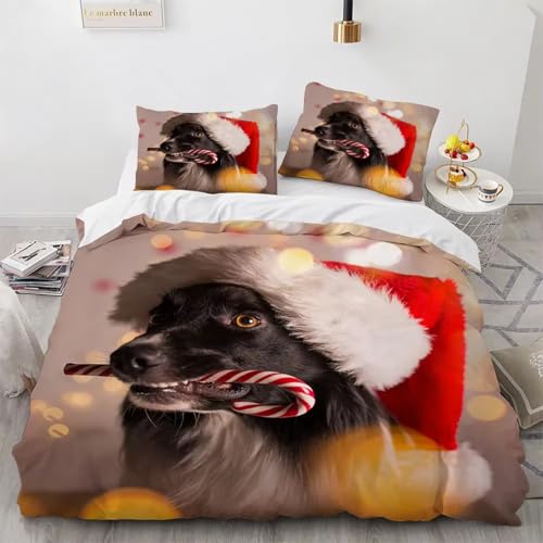 NDXRWDZR Bettwäsche 200x220 SüßEr Hund Bettwäsche-Set mit Reißverschluss Schließung für Erwachsene Kinder Weicher Atmungsaktive Mikrofaser Bettbezug + 2 Kopfkissenbezug 80x80 cm von NDXRWDZR