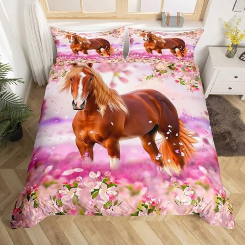 NDXRWDZR Bettwäsche 220x240 Rosa Kirschpferd Bettwäsche-Set mit Reißverschluss Schließung für Erwachsene Kinder Weicher Atmungsaktive Mikrofaser Bettbezug + 2 Kopfkissenbezug 80x80 cm NDXRWDZR Bettwäsche 220x240 Rosa Kirschpferd Bettwäsche-Set mit Reißverschluss Schließung für Erwachsene Kinder Weicher Atmungsaktive Mikrofaser Bettbezug + 2 Kopfkissenbezug 80x80 cm von NDXRWDZR