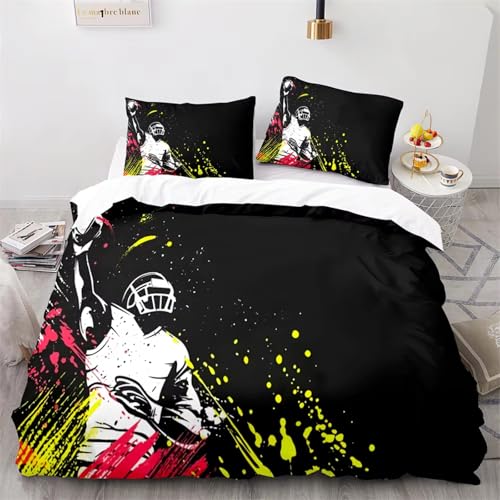 NDXRWDZR Bettwäsche 220x240 Schwarzer American Football Bettwäsche-Set mit Reißverschluss Schließung für Erwachsene Kinder Weicher Atmungsaktive Mikrofaser Bettbezug + 2 Kopfkissenbezug 80x80 cm NDXRWDZR Bettwäsche 220x240 Schwarzer American Football Bettwäsche-Set mit Reißverschluss Schließung für Erwachsene Kinder Weicher Atmungsaktive Mikrofaser Bettbezug + 2 Kopfkissenbezug 80x80 cm von NDXRWDZR