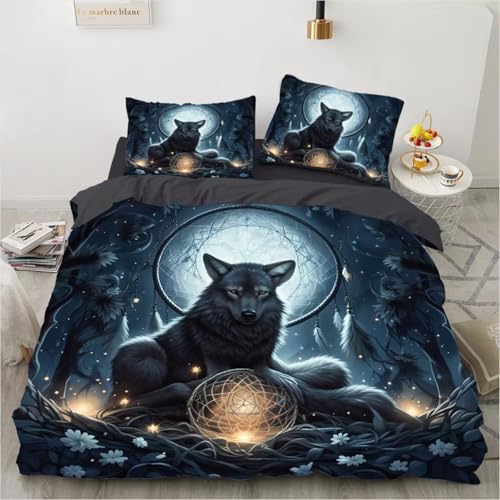NDXRWDZR Bettwäsche 220x240 Schwarzer Wolf Bettwäsche-Set mit Reißverschluss Schließung für Erwachsene Kinder Weicher Atmungsaktive Mikrofaser Bettbezug + 2 Kopfkissenbezug 80x80 cm NDXRWDZR Bettwäsche 220x240 Schwarzer Wolf Bettwäsche-Set mit Reißverschluss Schließung für Erwachsene Kinder Weicher Atmungsaktive Mikrofaser Bettbezug + 2 Kopfkissenbezug 80x80 cm von NDXRWDZR