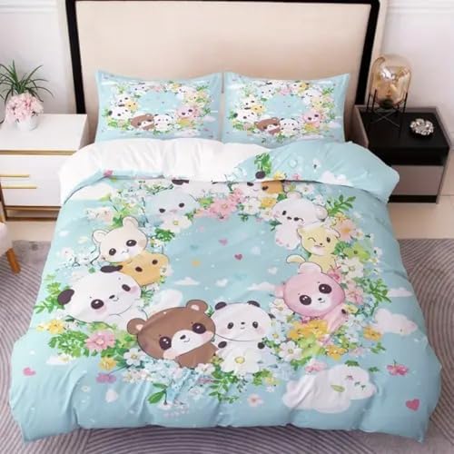 NDXRWDZR Bettwäsche 220x240 SüßE Tiere Bettwäsche-Set mit Reißverschluss Schließung für Erwachsene Kinder Weicher Atmungsaktive Mikrofaser Bettbezug + 2 Kopfkissenbezug 80x80 cm von NDXRWDZR