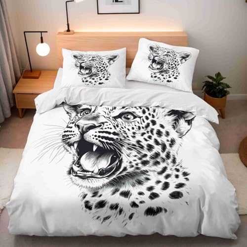 NDXRWDZR Bettwäsche 220x240 WeißEr Leopard Bettwäsche-Set mit Reißverschluss Schließung für Erwachsene Kinder Weicher Atmungsaktive Mikrofaser Bettbezug + 2 Kopfkissenbezug 80x80 cm NDXRWDZR Bettwäsche 220x240 WeißEr Leopard Bettwäsche-Set mit Reißverschluss Schließung für Erwachsene Kinder Weicher Atmungsaktive Mikrofaser Bettbezug + 2 Kopfkissenbezug 80x80 cm von NDXRWDZR