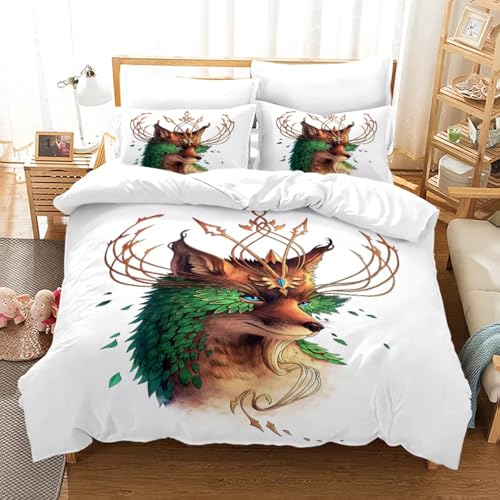 NDXRWDZR Bettwäsche 220x240 WeißEr Wolf Bettwäsche-Set mit Reißverschluss Schließung für Erwachsene Kinder Weicher Atmungsaktive Mikrofaser Bettbezug + 2 Kopfkissenbezug 80x80 cm von NDXRWDZR