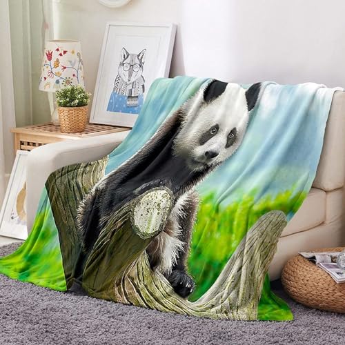 NDXRWDZR Decke Blauer Panda Kuscheldecke Flauschig als Geschenke für Frauen Männer Extra Weich Warm Decke als Sofaüberwurf Tagesdecke oder Wohnzimmerdecke - 180 x 220 cm von NDXRWDZR