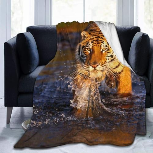 NDXRWDZR Decke Gelber Tiger Kuscheldecke Flauschig als Geschenke für Frauen Männer Extra Weich Warm Decke als Sofaüberwurf Tagesdecke oder Wohnzimmerdecke - 140 x 200 cm von NDXRWDZR