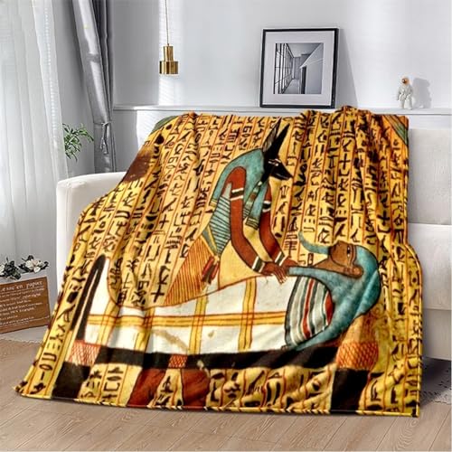 NDXRWDZR Decke Gelber äGyptischer Pharao Kuscheldecke Flauschig als Geschenke für Frauen Männer Extra Weich Warm Decke als Sofaüberwurf Tagesdecke oder Wohnzimmerdecke - 140 x 200 cm von NDXRWDZR
