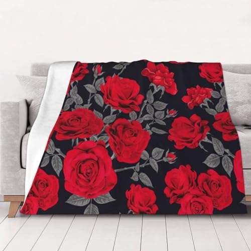 NDXRWDZR Decke Rote Rose Kuscheldecke Flauschig als Geschenke für Frauen Männer Extra Weich Warm Decke als Sofaüberwurf Tagesdecke oder Wohnzimmerdecke - 140 x 200 cm von NDXRWDZR