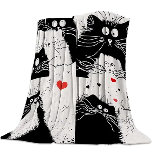 NDXRWDZR Decke Schwarz-WeißE Katze Kuscheldecke Flauschig als Geschenke für Frauen Männer Extra Weich Warm Decke als Sofaüberwurf Tagesdecke oder Wohnzimmerdecke - 180 x 220 cm NDXRWDZR Decke Schwarz-WeißE Katze Kuscheldecke Flauschig als Geschenke für Frauen Männer Extra Weich Warm Decke als Sofaüberwurf Tagesdecke oder Wohnzimmerdecke - 180 x 220 cm von NDXRWDZR