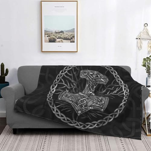 NDXRWDZR Decke Schwarzer Wikinger Kuscheldecke Flauschig als Geschenke für Frauen Männer Extra Weich Warm Decke als Sofaüberwurf Tagesdecke oder Wohnzimmerdecke - 140 x 200 cm von NDXRWDZR