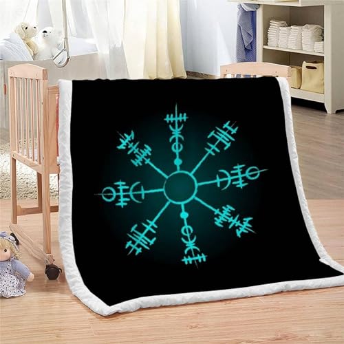 NDXRWDZR Kuscheldecke Schwarzer Wikinger Kuscheldecke Flauschig als Geschenke für Frauen Männer Extra Weich Warm Decke als Sofaüberwurf Tagesdecke oder Wohnzimmerdecke - 220 x 240 cm von NDXRWDZR