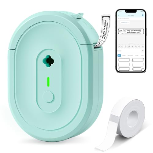 NDYIN Etikettendrucker Maschine mit Klebeband, N12 Tragbarer Bluetooth-Etikettendrucker, kabelloser Mini-Etikettenhersteller, Thermoaufkleber mit mehreren Vorlagen für Zuhause, Küche, Schule von NDYIN