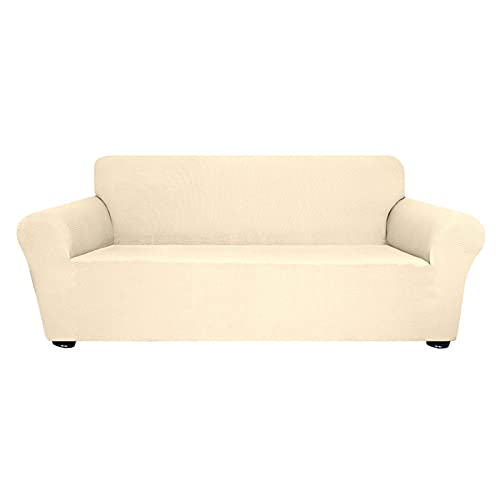 Stretch Anti-Rutsch weicher waschbarer Sofa, grau, 4-Sitzplatz für Wohnzimmer mit Kindern und Haustieren (3 Sitz beige) von NDiyueAa