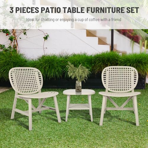 Terrasse All Weather Dining Set wasserdicht 3pcs Chic Tischstühle für Balkon Yard (Weiß) von NDiyueAa